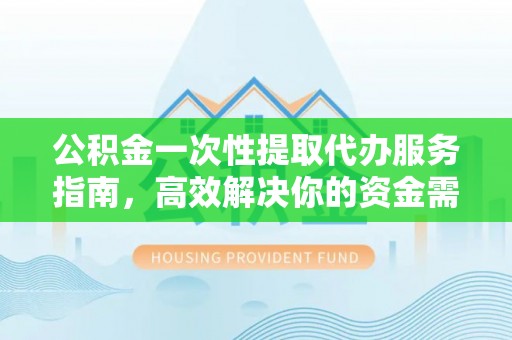 瑞金公积金一次性提取代办服务指南，高效解决你的资金需求