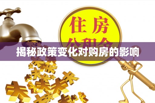 瑞金揭秘政策变化对购房的影响