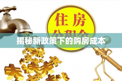 瑞金揭秘新政策下的购房成本