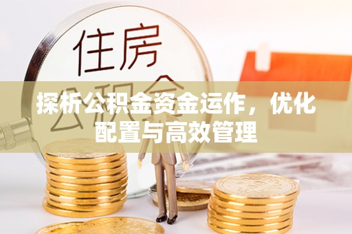 瑞金探析公积金资金运作，优化配置与高效管理