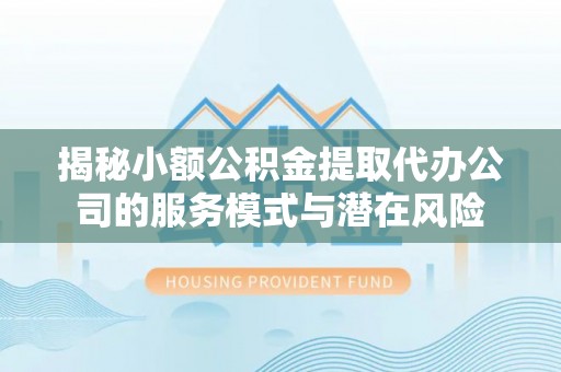 瑞金揭秘小额公积金提取代办公司的服务模式与潜在风险